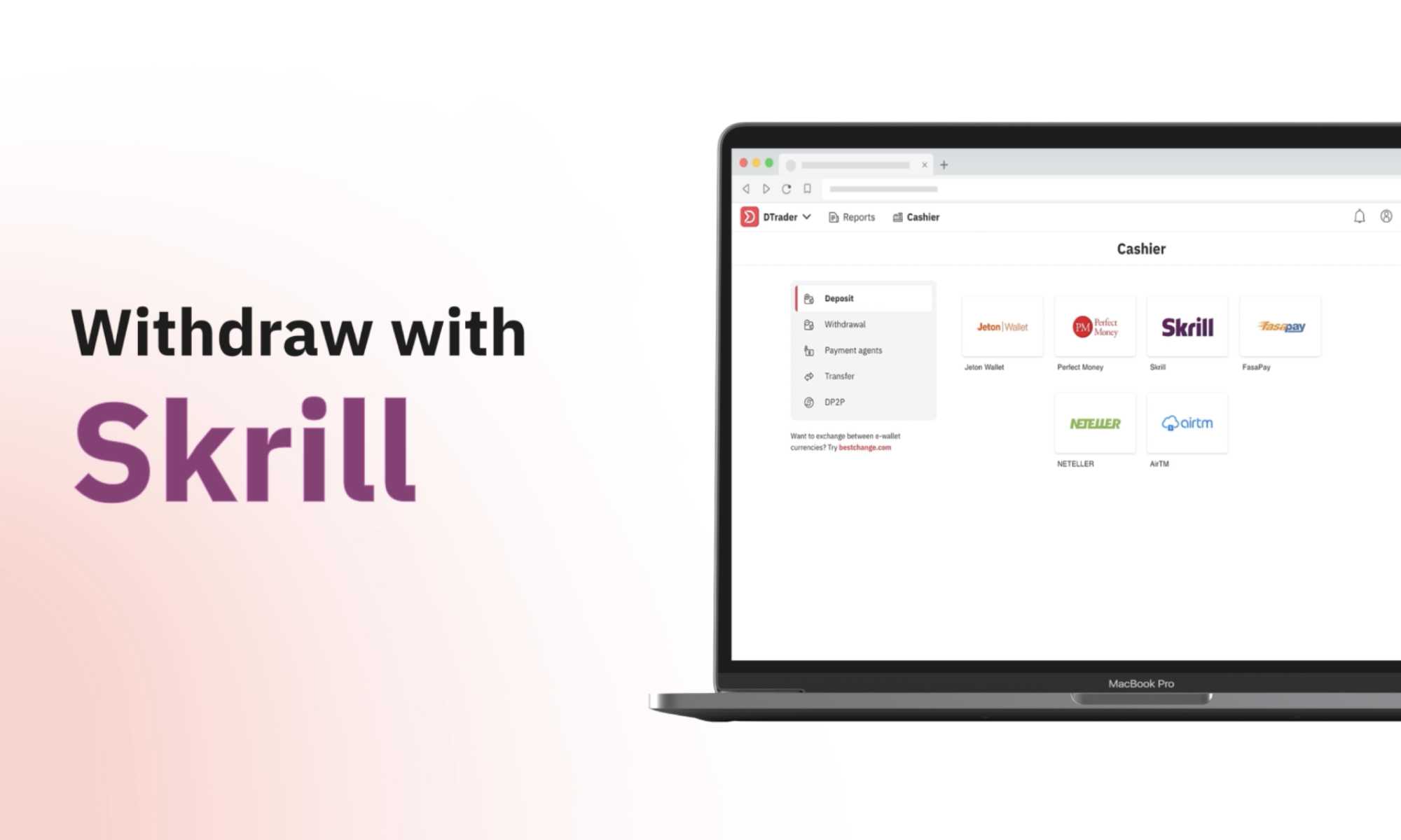 Find out how to withdraw funds from your Deriv account via Skrill.